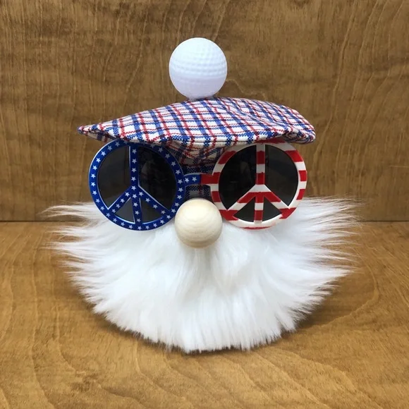 Golf Scottish Gnome Red White Blue Plaid Sunglasses Tam Ball Sport July 4th Gift - Picture 4 of 4